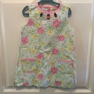 Vintage Lilly Pulitzer floral and tiger print 4T dress with scallop hem
